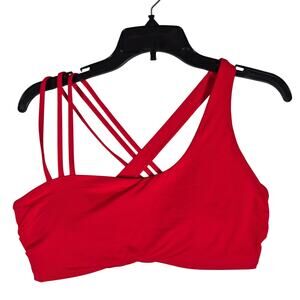 Athleta Red Honolua Assymetrical Wired Bikini Top Womens size 36B/C Strappy